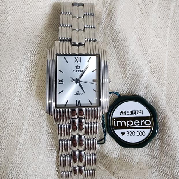 IMPERO 임페로 사각 메탈 쿼츠 시계 미사용 공용