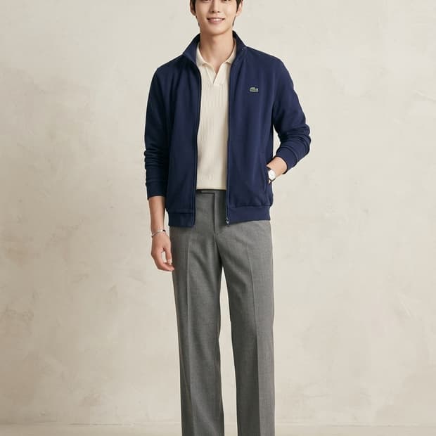 라코스테 스포츠(LACOSTE SPORT) 네이비 스웨트 집업 자켓