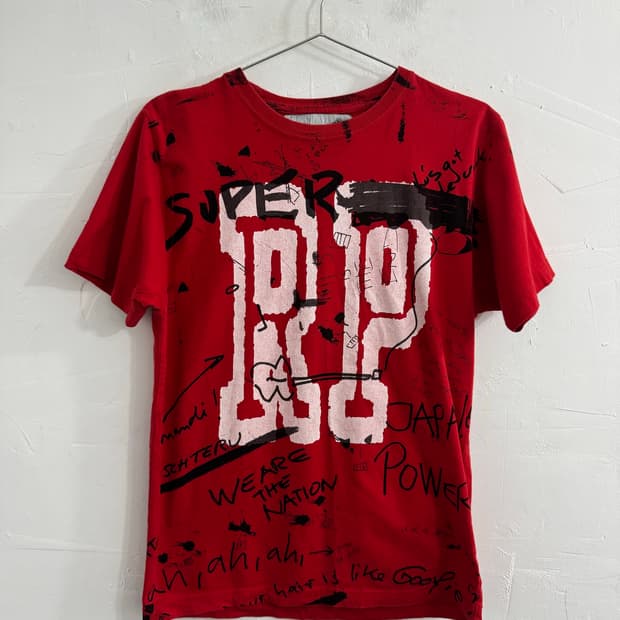 raw power red punk printing tee