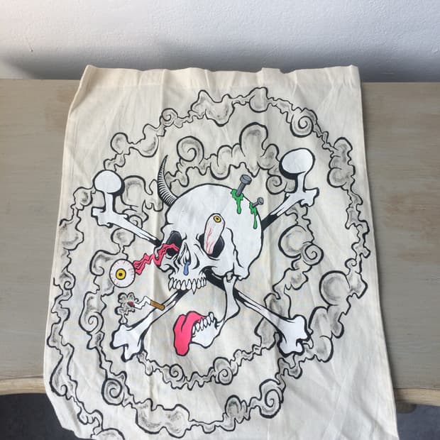 skull printing canvas bag