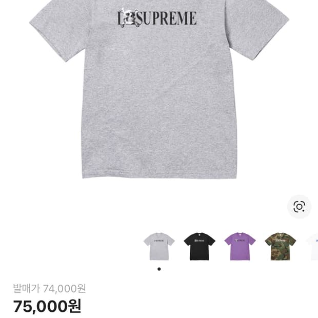 슈프림 스컬 티셔츠 헤더 그레이