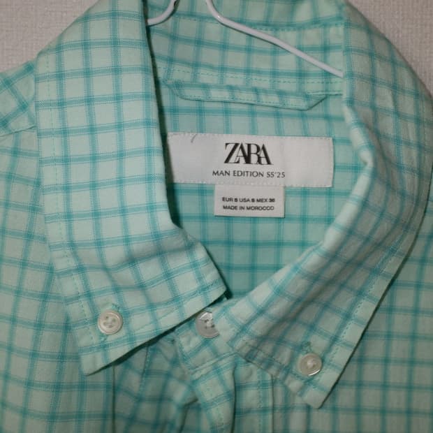 ZARA 남성 체크 셔츠 민트 S 사이즈