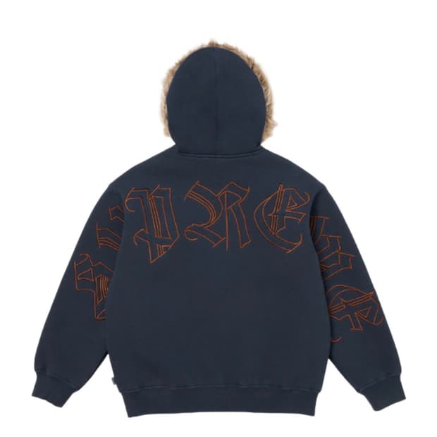 (XL)슈프림 포우 퍼 집업 후드 스웨트셔츠 네이비