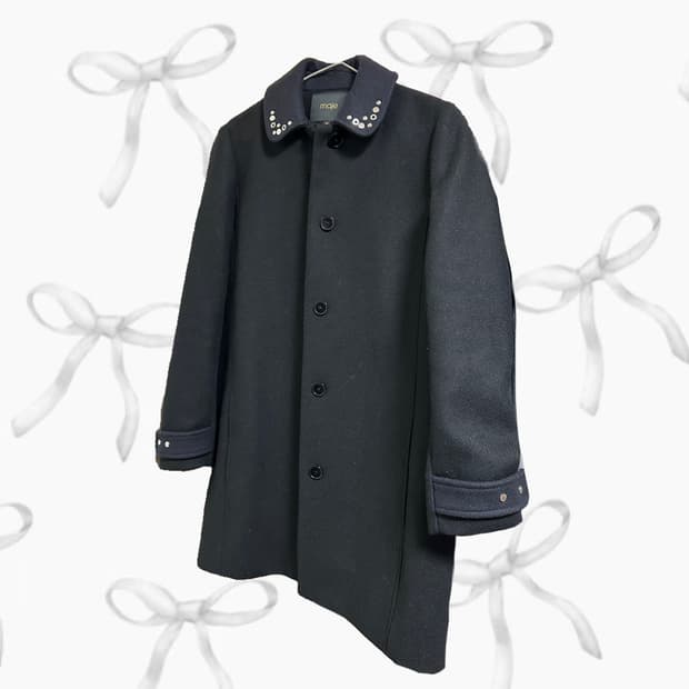 마쥬 스터드 카라 코트 