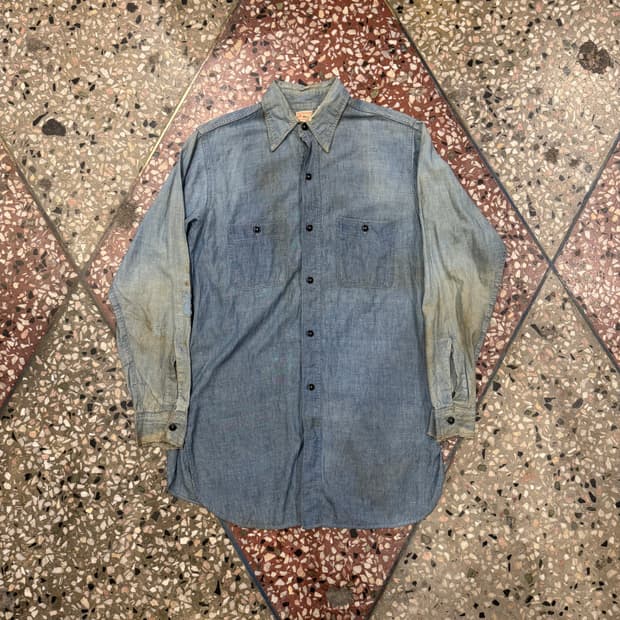 30s FiveBrother 샴브레이 워크셔츠 (M)