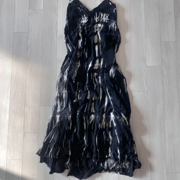 블랙 타이다이 롱 원피스