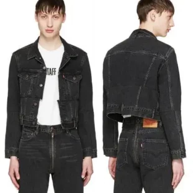 베트멍x리바이스 크롭 데님 자켓 흑청