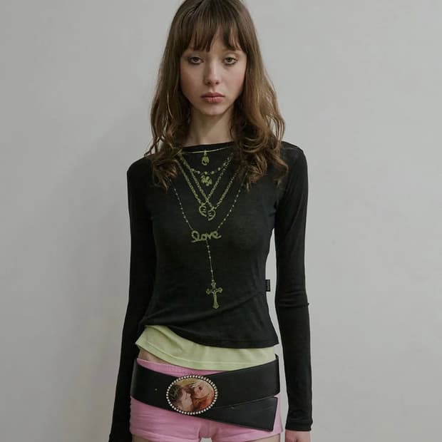 스컬프터 sculptor Faux Necklace Tee 긴팔 블랙