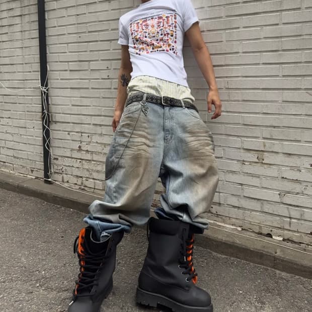 그레일즈 COATED BALLON DENIM PANTS [BLUE] 2