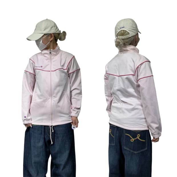 챔피온 딸기우유 핑크 올드스쿨 트랙탑 져지 L