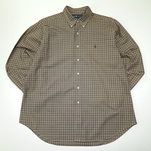 CL767 XL 폴로 90s 홍콩판 스몰 웨일즈 오브 프린스 체크 셔츠