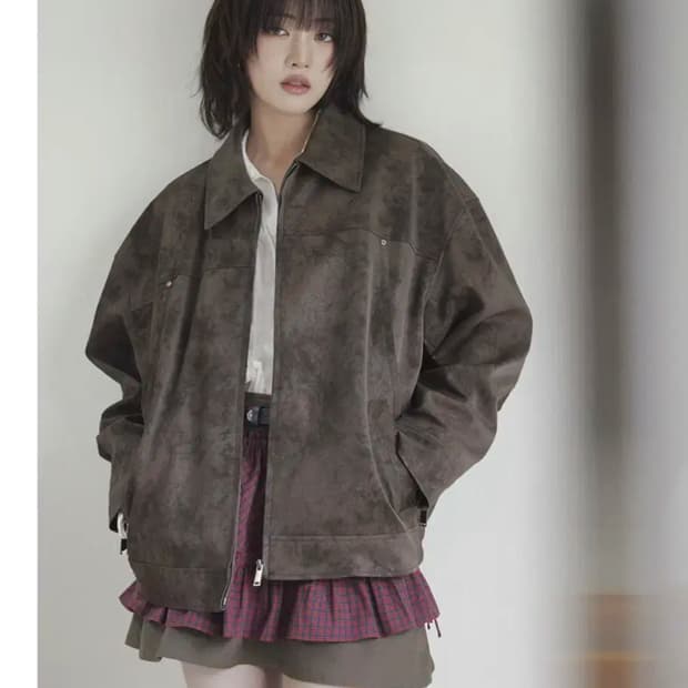 택 o 새상품) 레이브 오버핏 스웨이드 자켓