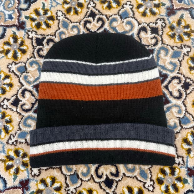 Black × Rust Stripe Knit Beanie 