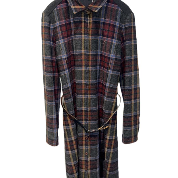 헤지스 체크 울 코트