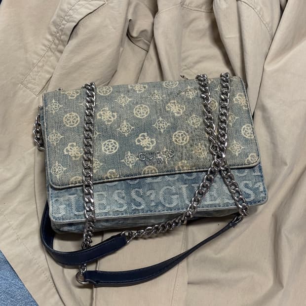 vintage guess denim shoulder bag