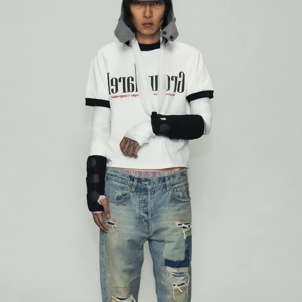 빈티지무드 립프린트 링거 크롭티 