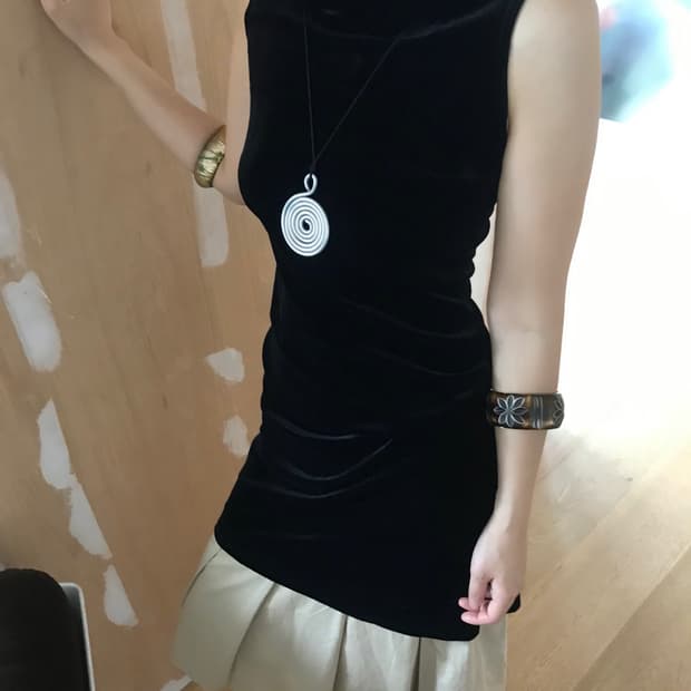 vintage velvet shirring one-piece