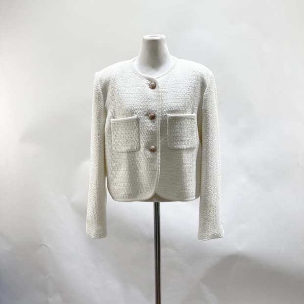 더아이잗 라운드 브레이드 울 크롭 재킷 90 