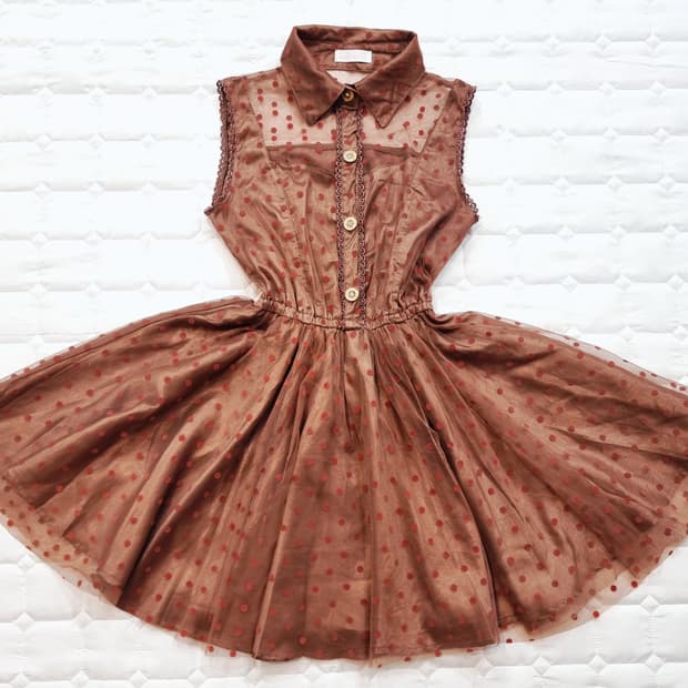 LIZ LISA(리즈리사)초콜릿 도트 시스루 원피스