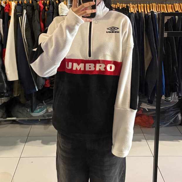 엄브로 컬러블록 스텐넥 아노락 플리스