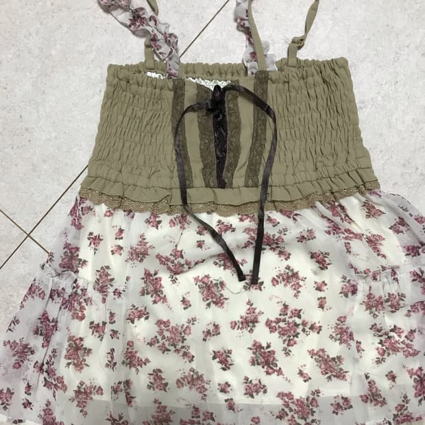 엑시즈팜 라떼갸루 엑팜 대장 모리걸 레이어드 레이스 나시 탑