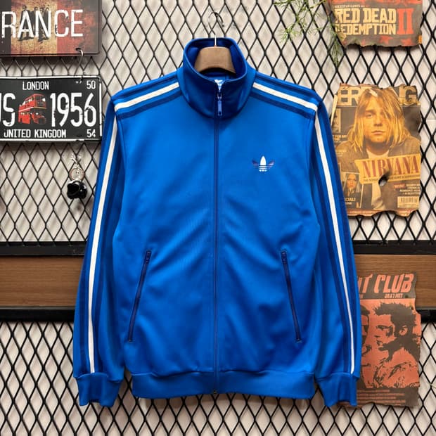 아디다스 아디컬러 클래식 트랙 자켓 전면 로고 포인트 블루
