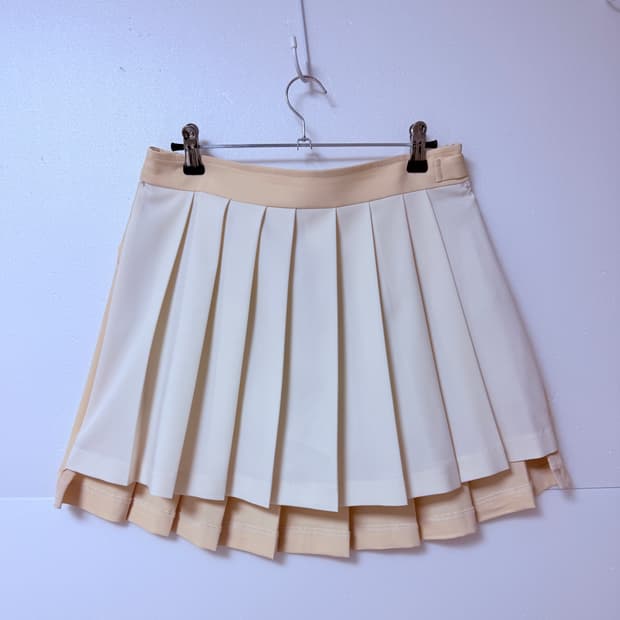 데일리쥬드 플리츠 스커트 베이지 테니스룩 속바지 일체형 M