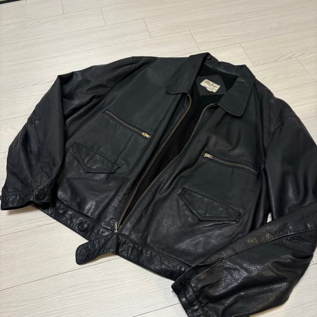 빈티지 웨스턴 디테일 레더 봄버 가죽 자켓