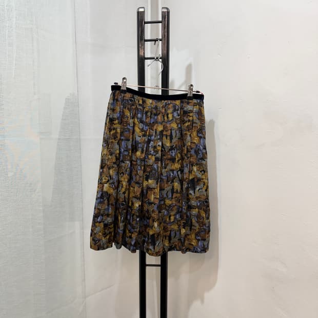 일본빈티지 프린트 미디스커트 플레어치마 4093