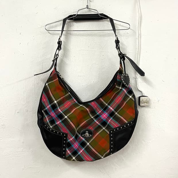 비비안웨스트우드 체크 울 크로스 바디백
