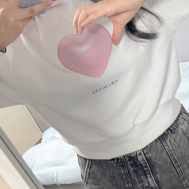 2000 아카이브스 crop matt heart hoodie 후드티