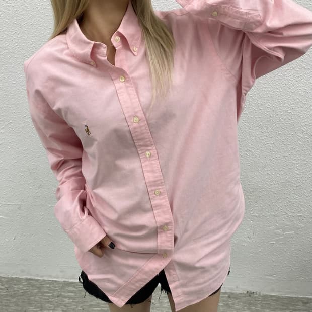 폴로 랄프로렌 옥스포드 딸기우유맛 셔츠 L
