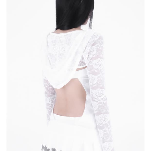 Taae 레이스 후디 볼레로 화이트
