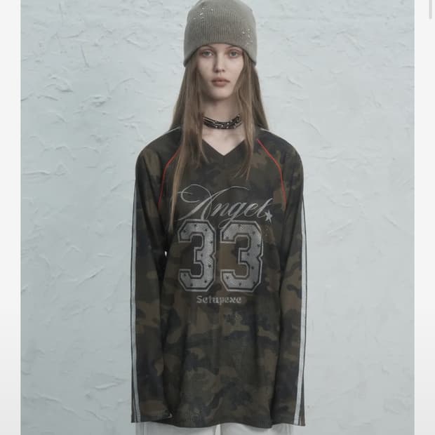 셋업이엑스이 V-NECK MESH SPORTS T 카모