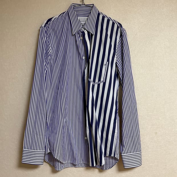 마르지엘라 트롱프뢰유 디스트레스드 스트라이프 셔츠