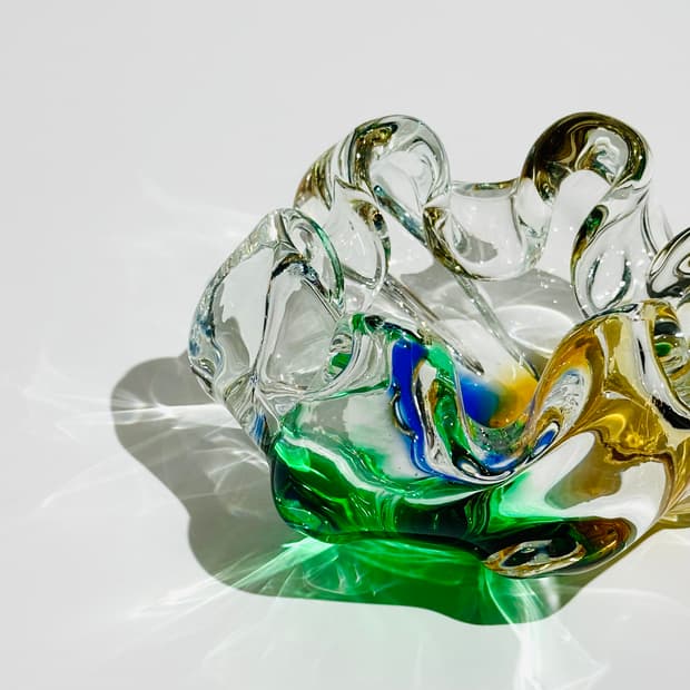 일본 빈티지 쿠라타 아트글라스 애쉬 트레이 오브제