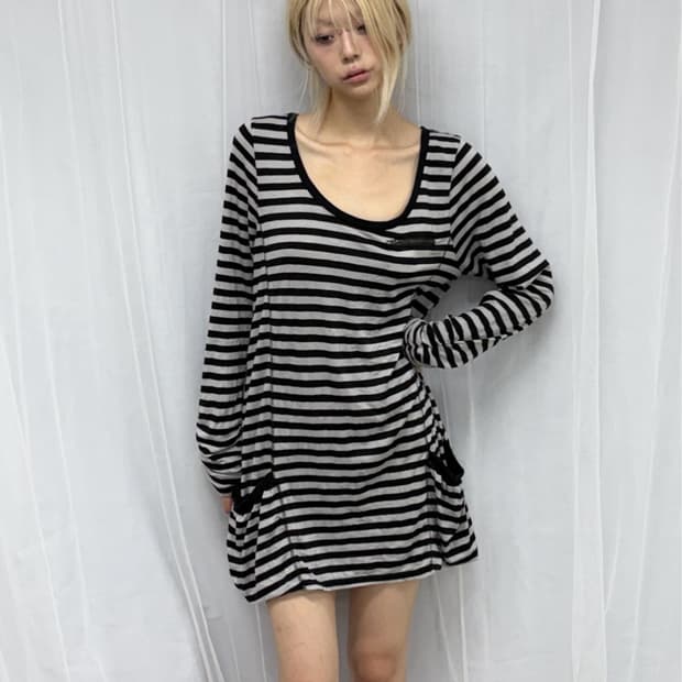 1)[ INDIVIDUALITY] Striped Dress