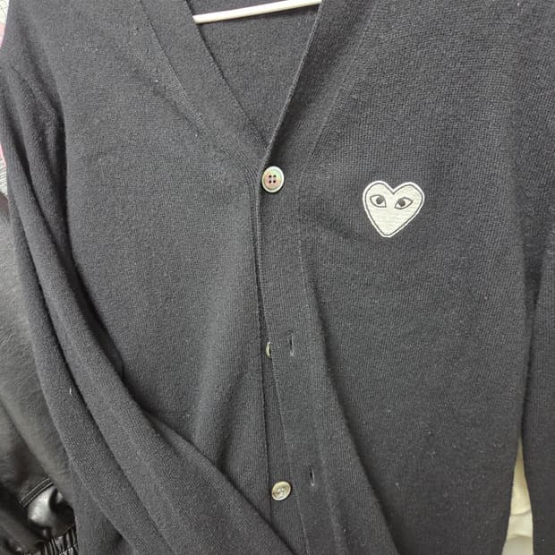 꼼데가르송 플레이 블랙 울 가디건 XL