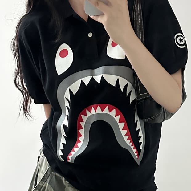 L BAPE 베이프 샤크 PK 반팔 카라티