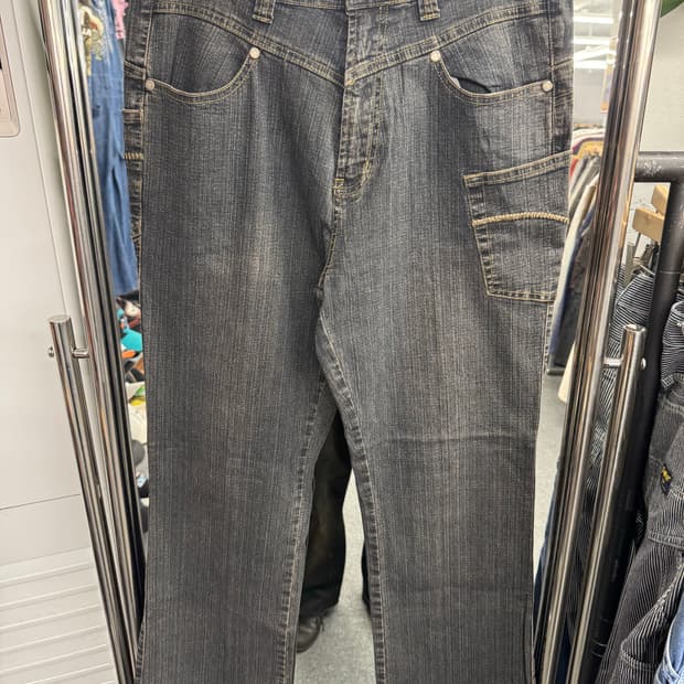 vintage 여성 부츠컷 흑청 데님팬츠