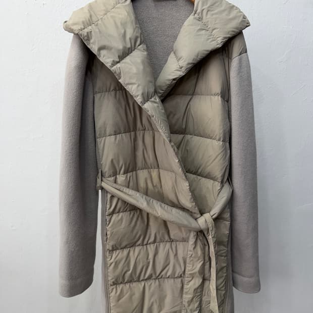 정품) 더캐시미어 한섬 20ss 벨티드 니트 경량패딩 85