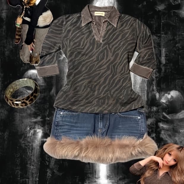 Gyaru animal pattern set 갸루 레오파드 set