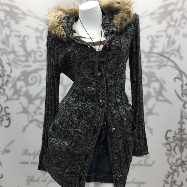 00's archive wolf-jaw knit cardigan