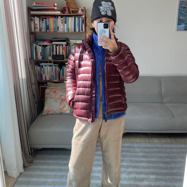 콜롬비아 티타늄 경량 패딩 버건디