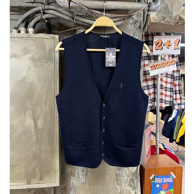 입생로랑 니트 베스트 네이비 95 #csz3444