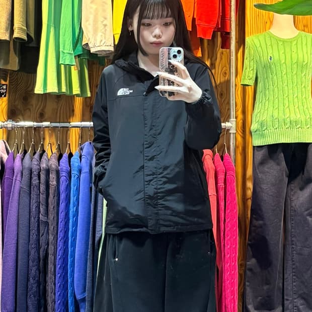 M 노스페이스 심볼로고 블랙 나일론 후드 자켓