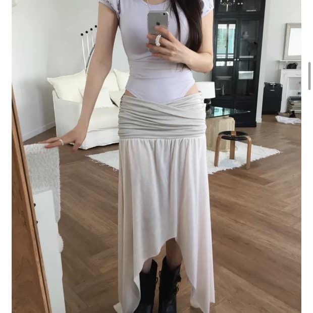 시스루 언발 스커트