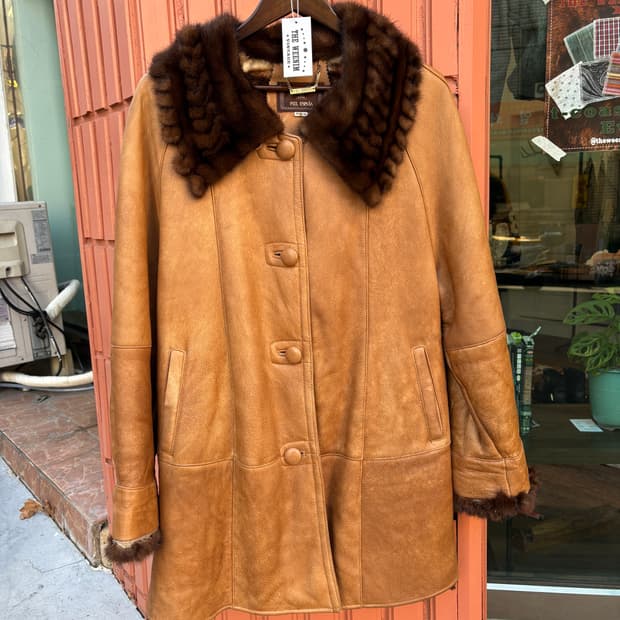 Vintage 양털 100% 밍크 가죽자켓