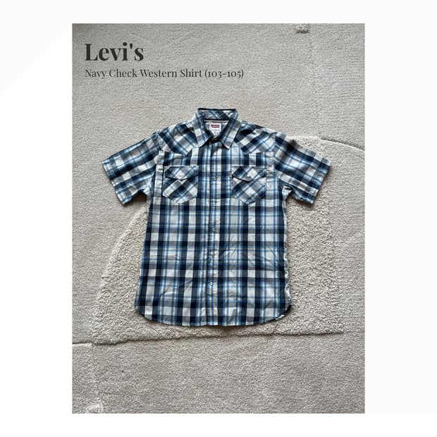 Levi's 네이비 체크 웨스턴 셔츠 (103-105)