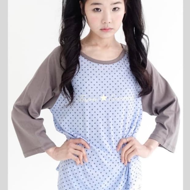 샵페어리 도트 티셔츠 레글런 슬리브 탑